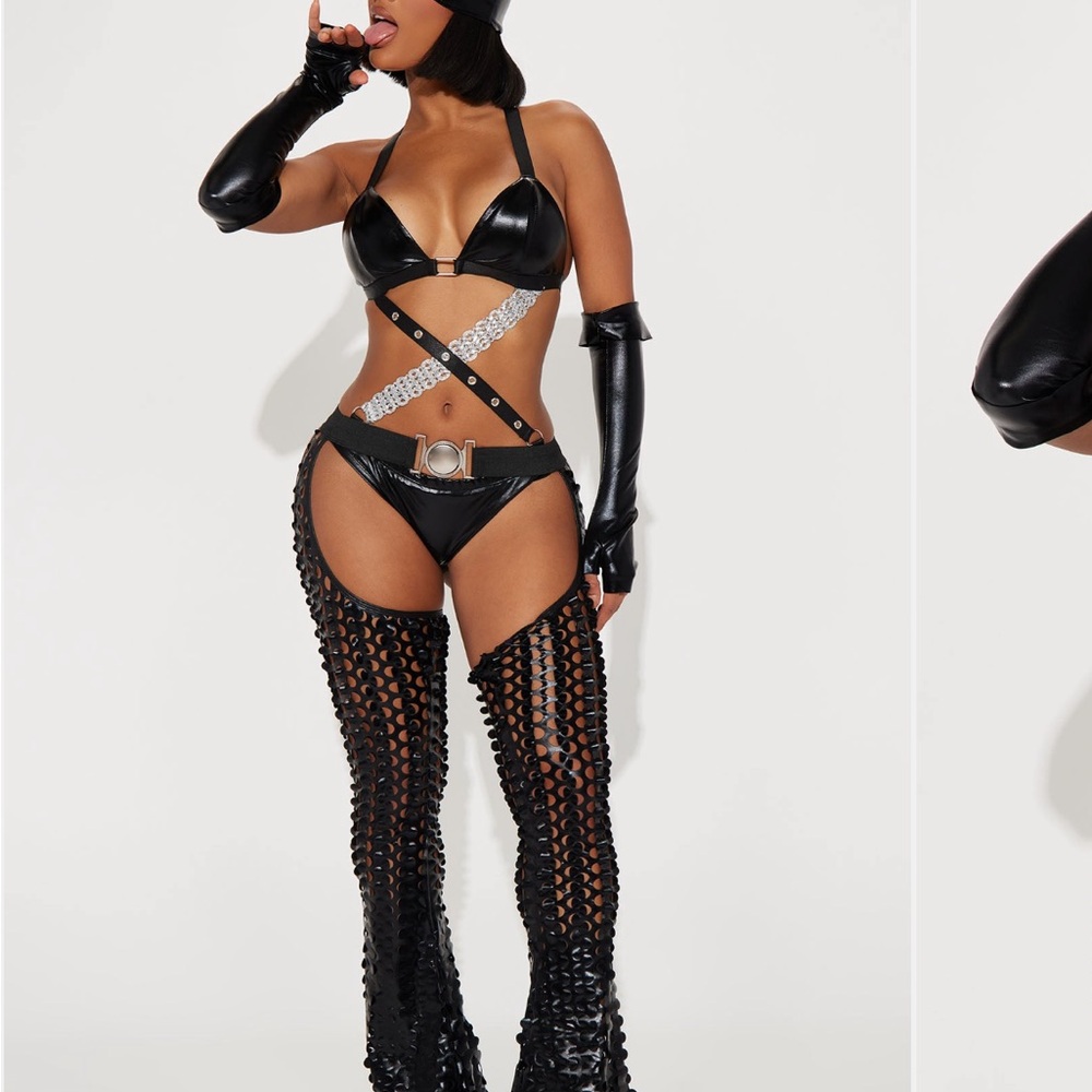 Black 3-Piece Costume Set Cat Woman